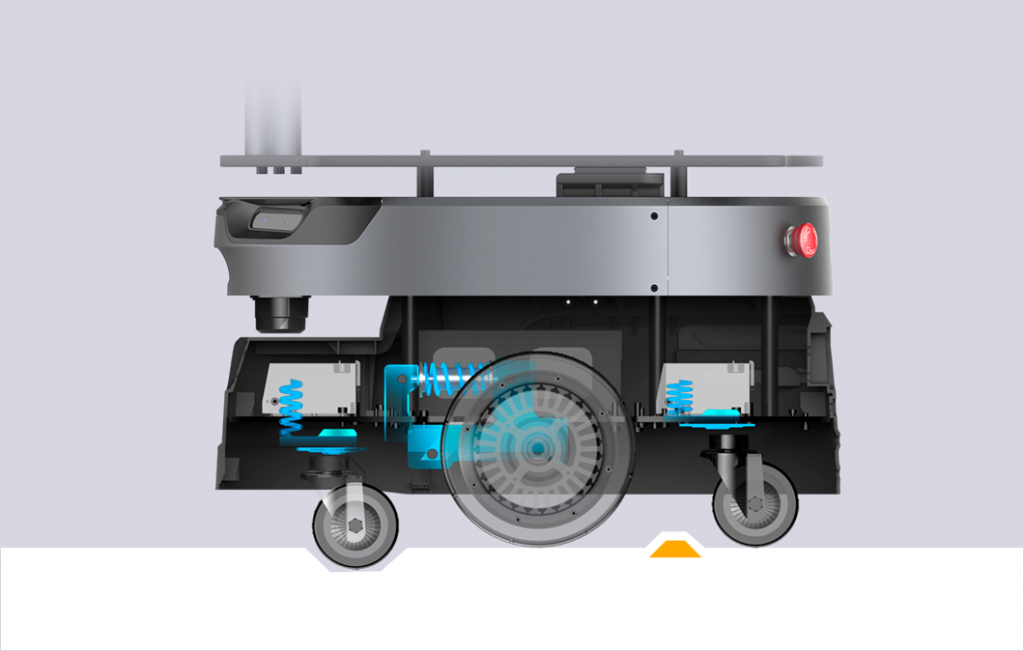 Eine technische Grafik eines Roboters mit Rädern.